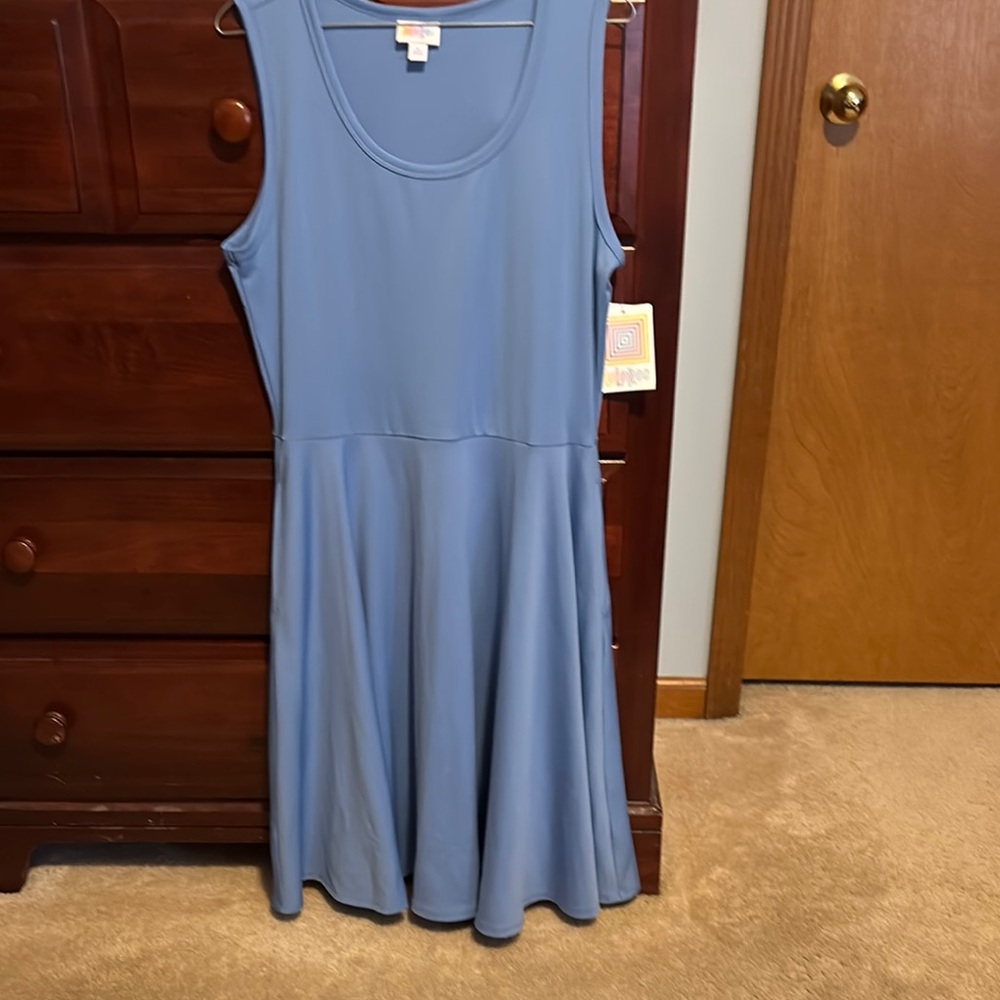LuLaRoe Blue Sleeveless A-Line Midi Dress